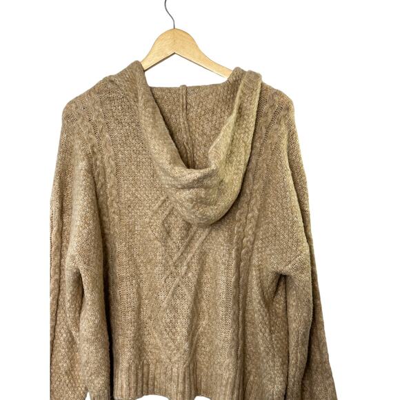 RACHEL ZOE Tan Medium-Weight Knit V-Neck Hooded Long Sleeve Sweater XL - Picture 8 of 8